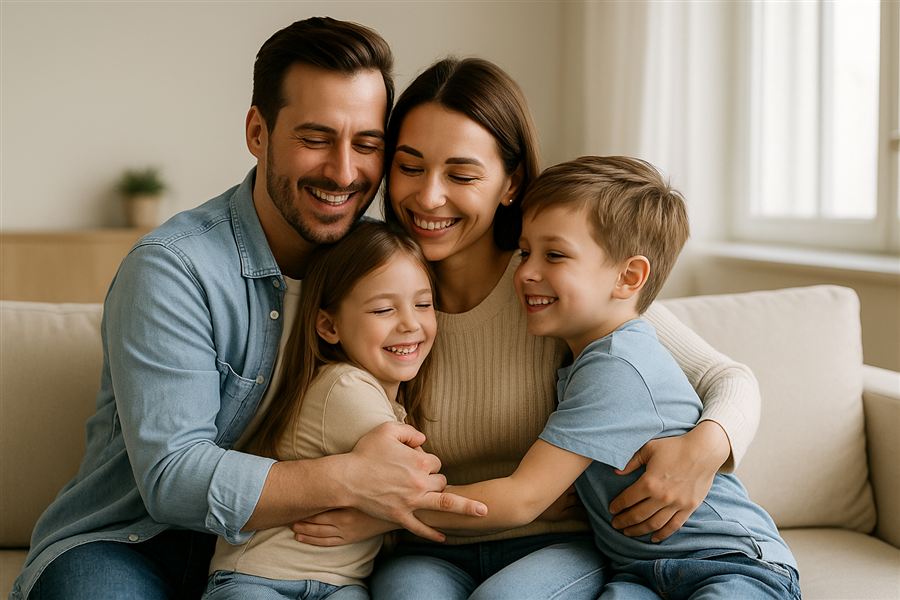 Família protegida em casa